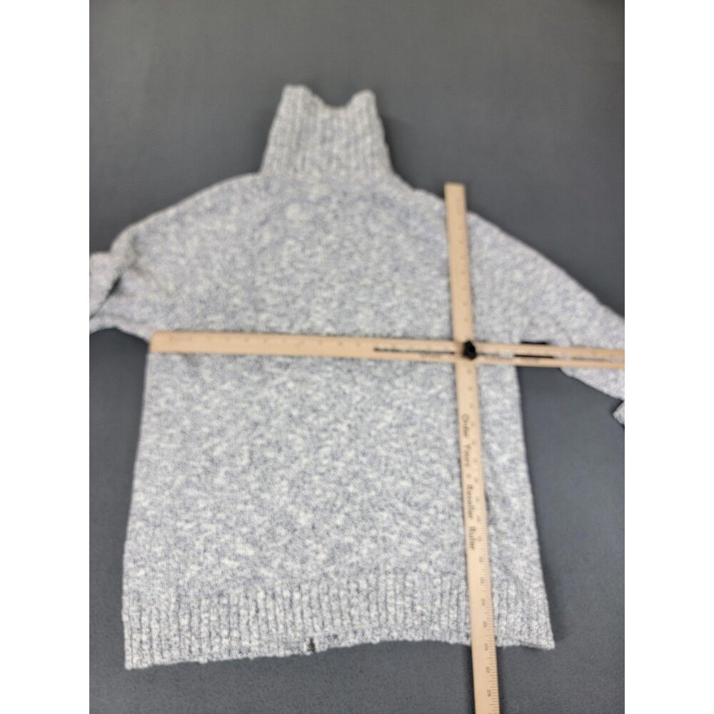 L.L.Bean Sweater Mens XL Gray White Marled Knit Cotton Full Zip Cardigan Pockets - Picture 8 of 11